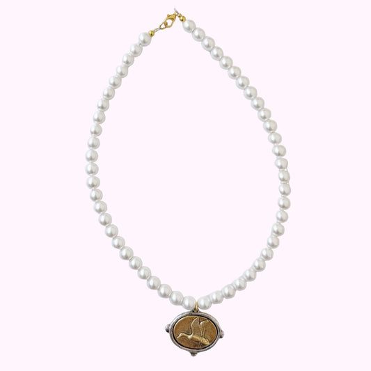 The Signature Duck Mixed Metal Necklace - Pearl