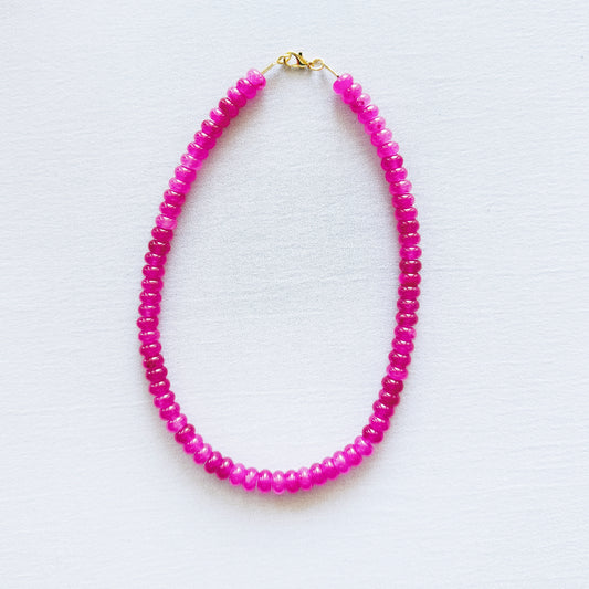 Hot Pink Beaded Necklace