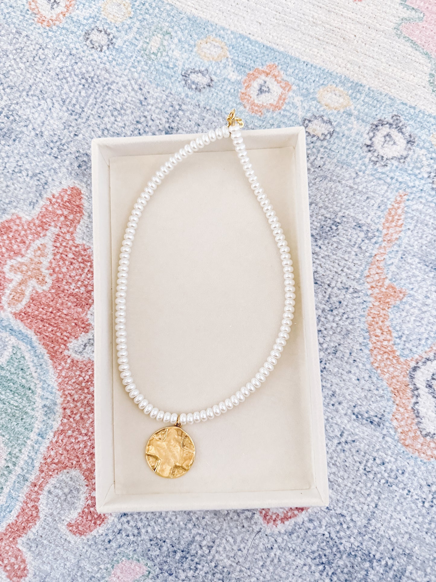 Cross Lords Prayer Small Beaded Necklace