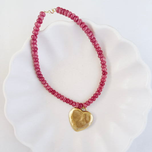 Pop of Pink Heart Necklace