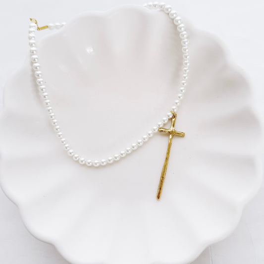 The Perfect Pearl Cross Necklace
