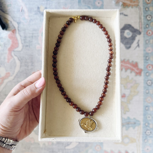 The Signature Duck Mixed Metal Necklace - Brown Beaded