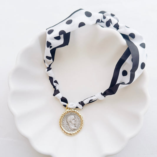 Black & White Polka Dot Coin Necklace