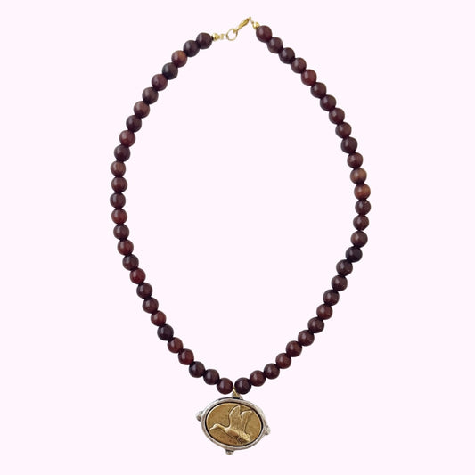 The Signature Duck Mixed Metal Necklace - Brown Beaded