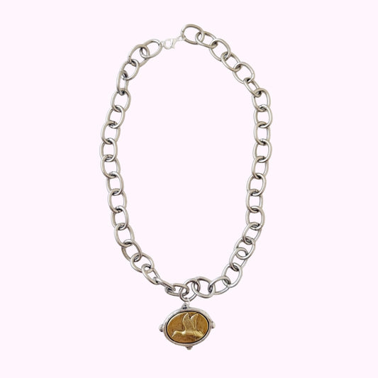 The Signature Duck Mixed Metal Necklace -Silver Classic