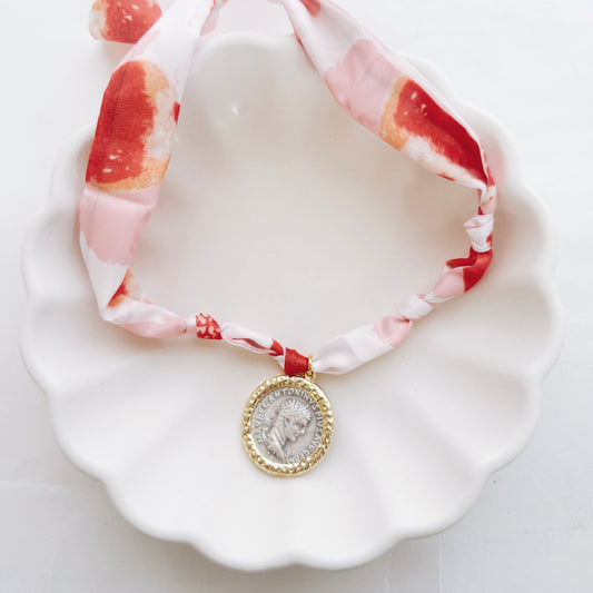 Pink & Red Coin Scarf Necklace
