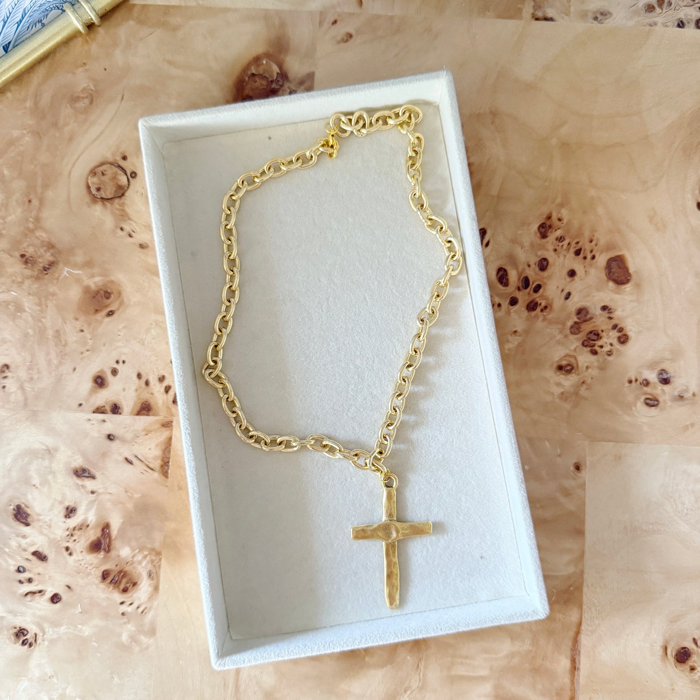 Hammered Cross Signature Necklace