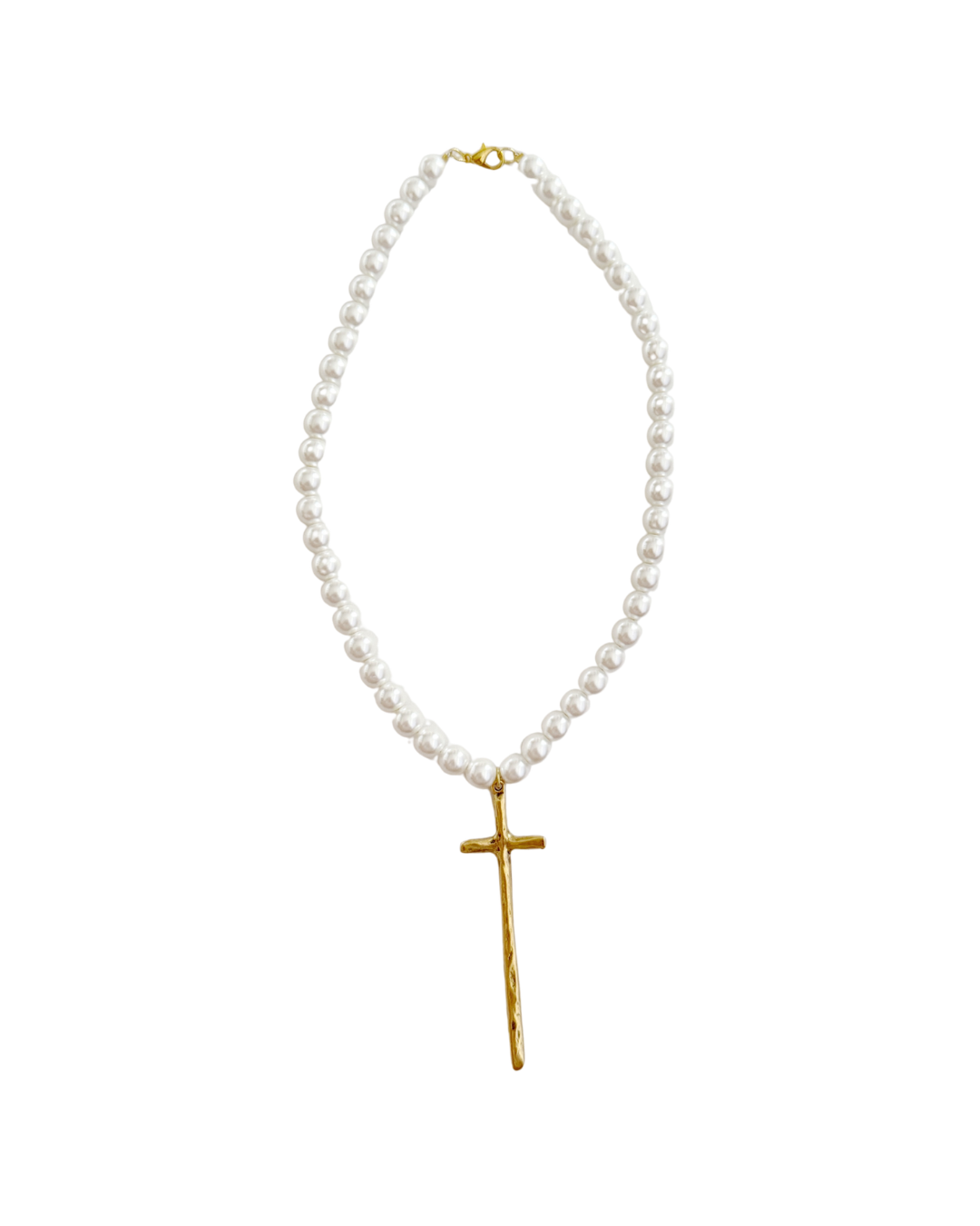 Pearl Long Cross Necklace